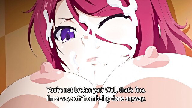 Busty redhead hentai teacher facialed with cum on face and huge tits