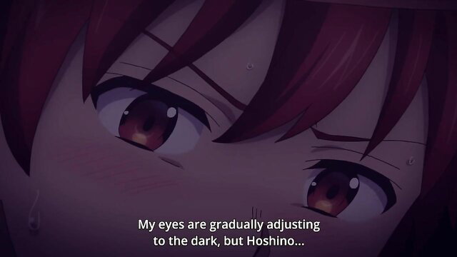 Hoshino closeup eyes adjusting to dark in Super HxEros orgy hentai