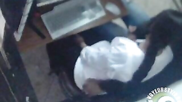 Horny boss seduces busty secretary on desk in office