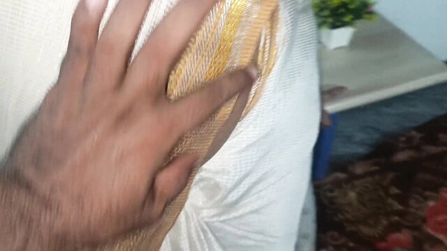 Indian married woman hand groping saree-clad ass in office romance