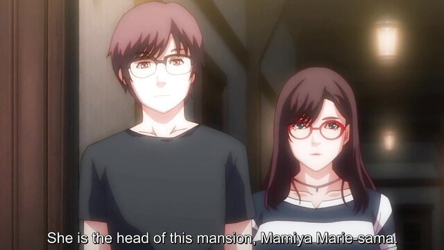 Femdom mistress Mamyya Mare with glasses dominates virgin hentai slave