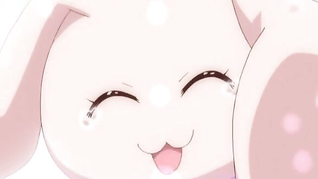 Cute anime bunny girl with big tits smiling happily close-up