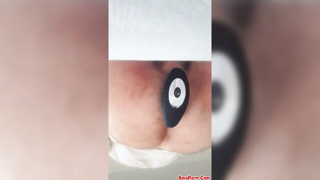 Amateur Italian babe's big pale ass with butt plug, bent over teasing anal