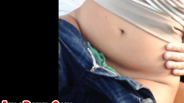 Alexia Mori teases belly and panties in low jeans solo