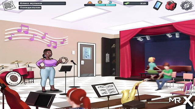 Mature black anime teacher with big tits in music class Summertime Saga