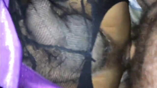 Amateur crossdresser in lingerie and stockings closeup crotch view