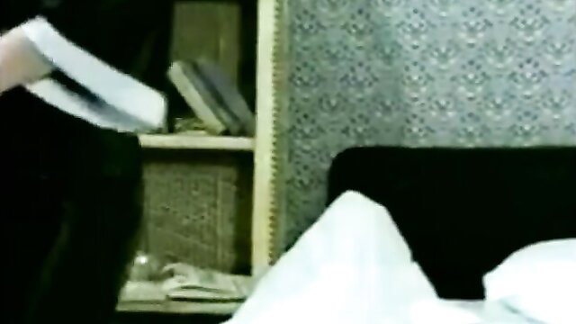 Hot retro Danish Pussycat blonde in lingerie on bed, vintage xxx tease