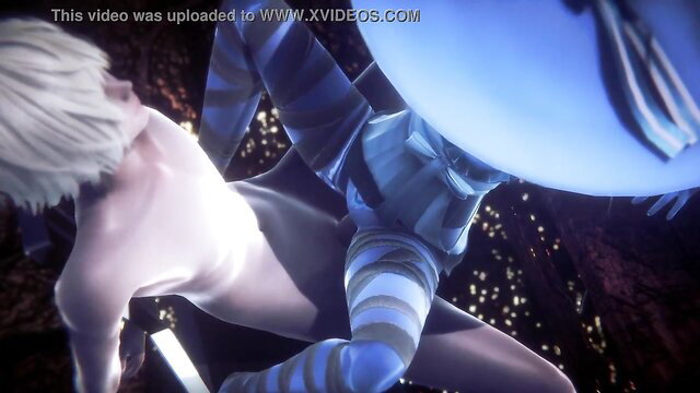 Witch Ranni rides white-haired guy with tentacles in sexy spell orgy