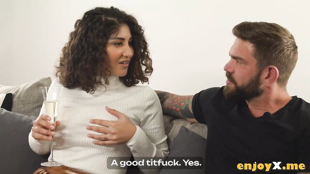 Venus Afrodita Latina with big tits says 'a good titfuck yes' in sexy interview