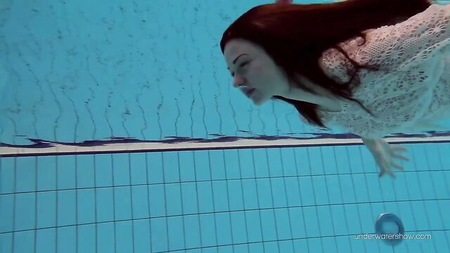 Petite Russian Katy Soroka swims underwater in lace, tight body perfect ass