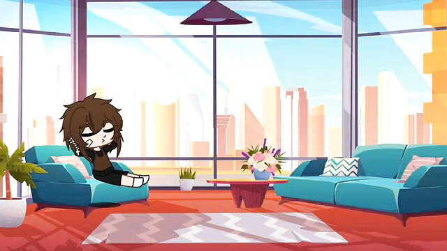 cartoon character relaxing in a living room