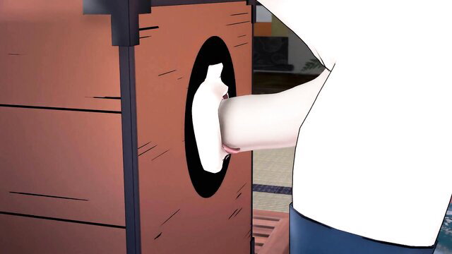 Animated Mitsuri throatfucks Neuko hentai gloryhole blowjob