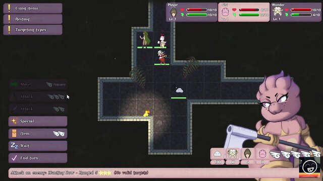 Pink alien monster girl with huge tits wields hammer in NSFW dungeon game