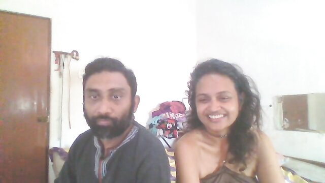 Indian stepaunt in saree smiles with stepnephew after party, uncle drunk