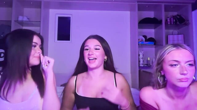 Alexajefferies and friends laughing in skimpy tops, innocent brunette big booty tease