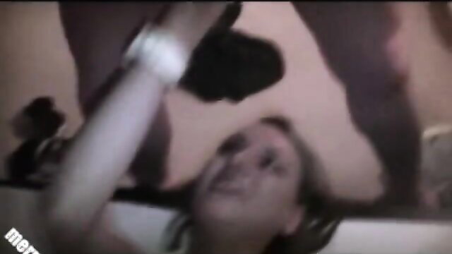 Blonde woman in intense threesome, upside down oral action