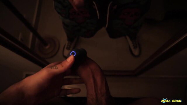 Camilo Brown holds glowing blue vibrator in POV masturbation thumbnail