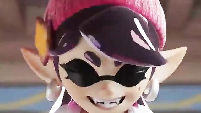 Pearl from Splatoon in sexy pink hat and shades, grinning playfully