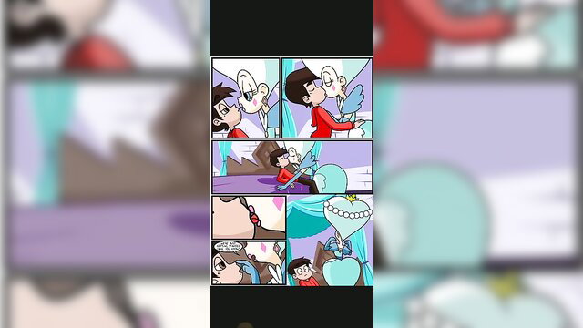 Animated hentai queen with big tits kisses glasses guy in intimate embrace