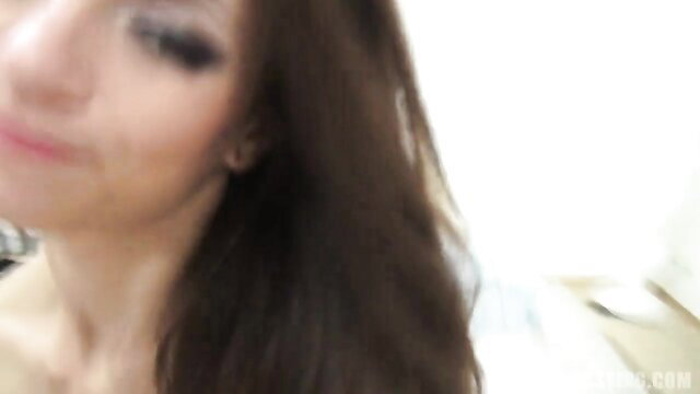 Aimee Ryan Czech Casting closeup smiling face brunette amateur tease