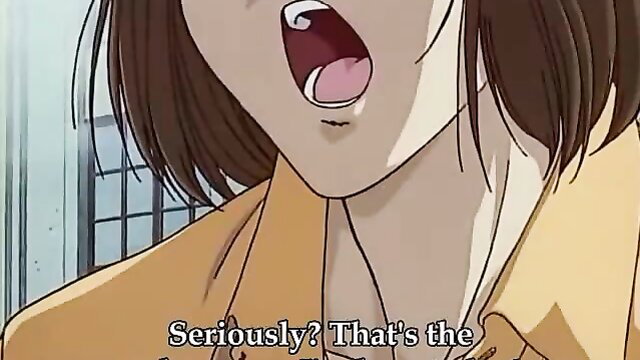 Anime girl with open mouth in yellow top, shocked expression, JAV style