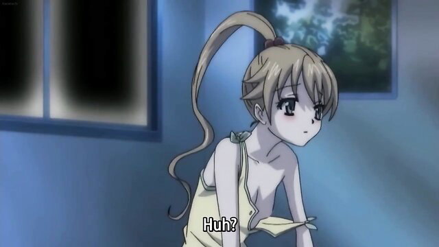 Confused anime teen girl in loose tank top exposing big tits hentai thumbnail