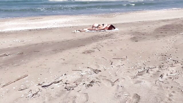 SofiaFerrari sunbathing nude on beach, fucked by stranger