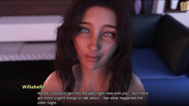 Seductive brunette Willabelle milf in 3D hentai closeup pout