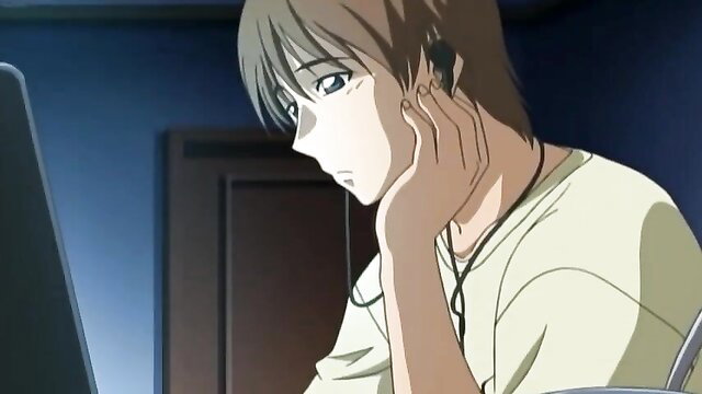 Handsome young Japanese man with headphones at desk in JAV Lover in Law Ep.1