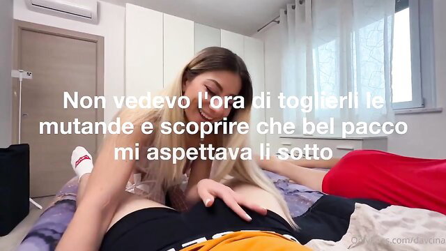 Blonde amateur babe strips red pants revealing hot pussy closeup