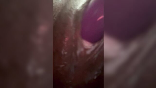 Nittyybee MILF closeup anal dildo play in purple nails