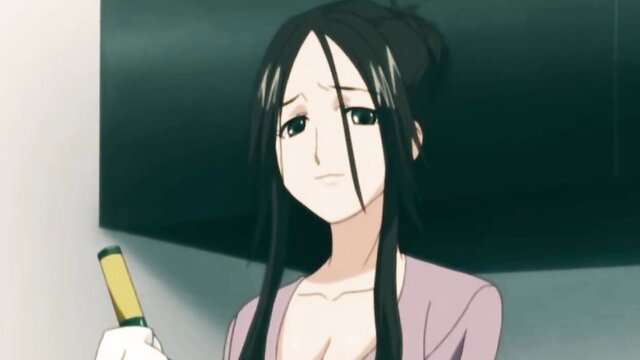 Magnificent fancy anime woman with huge tits holding dick, cum in mouth hentai