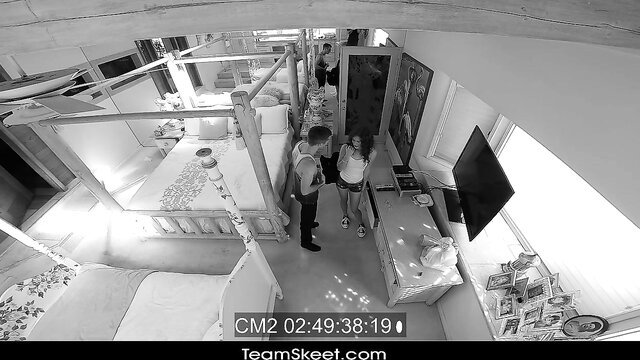 Teen Alice Green with curly red hair in hardcore bedroom scene