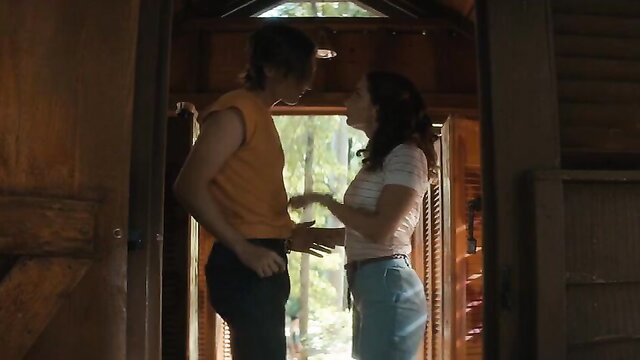 Ryan Simpkins and Sadie Sink sexy embrace in Fear Street 1978 hot scene