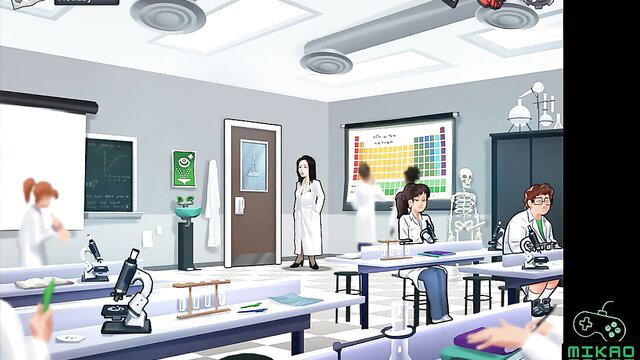 Summertime Saga 2D hentai school lab scene with anime girls