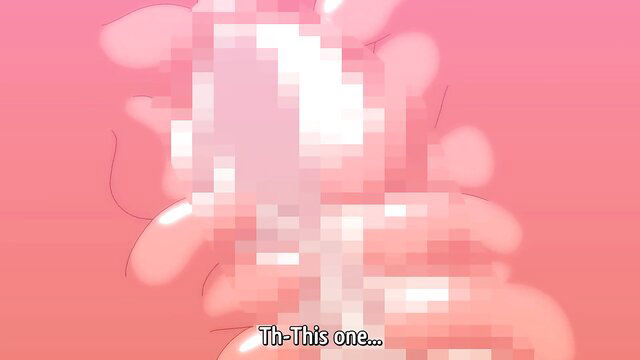 Busty hentai office girl stammers 'Th-this one..' in censored gangbang tease