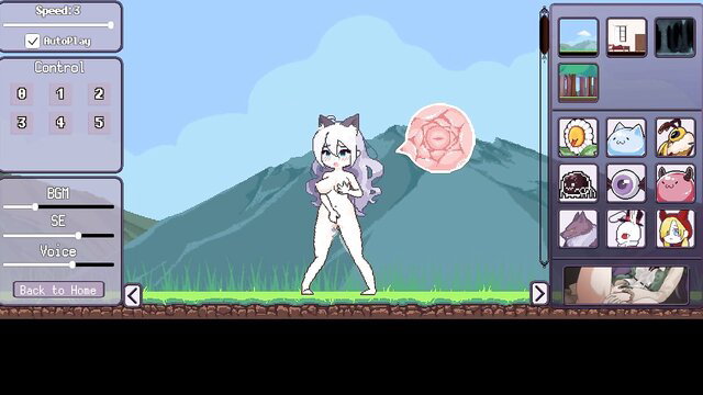 Nude white catgirl with wings posing nude in Dress-up Traveller game gallery