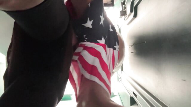 TheRykers POV amateur flag fetish tease with big tits and ass