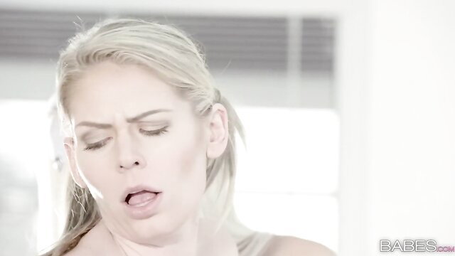 Blonde teen beauty with tongue out in hot Brazzers teaser