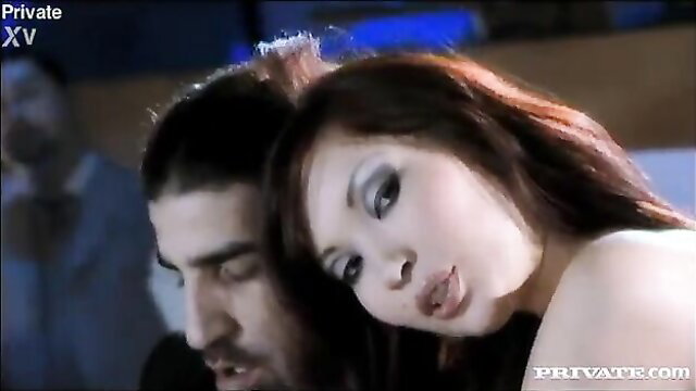 Asian Aisha redhead nuzzled by guy in steamy Private threesome preview