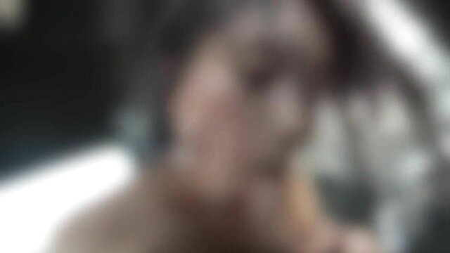 Blurry amateur busty Asian GAL teasing in car with cleavage