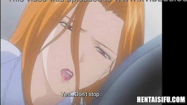 Orange-haired MILF with aroused expression in kinky bus scene