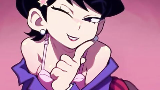 Seductive anime girl winking in lingerie, hand on chin, Komi Shuuko style