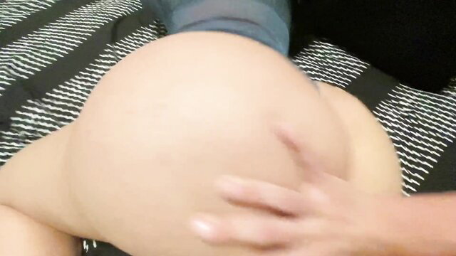 Thick MILF neighbor's huge pale ass grabbed in doggy style fuck