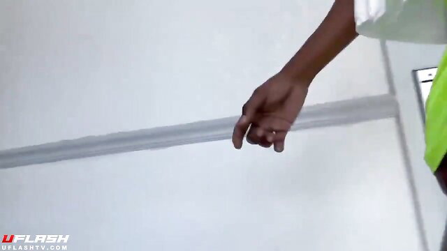 Black guy flashing huge cock while walking in hotel hallway