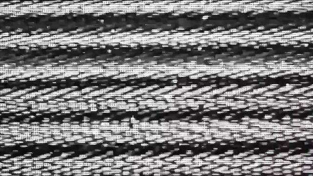 Static black and white striped video thumbnail, low-res glitch effect
