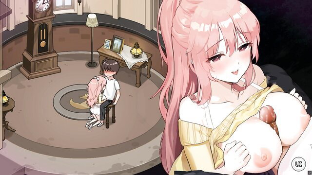 Pink-haired anime girl with huge tits breastfeeds guy in Asami gallery