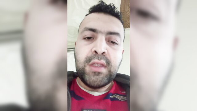 Arab bearded man selfie in red striped shirt, emergency stop MilfAnaliz thumbnail