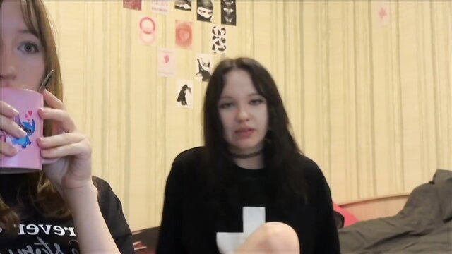 Michelle Neely young shy teen sipping drink in black top Chaturbate