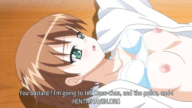 Oni Chichi 2 busty anime girl in white bra threatens police